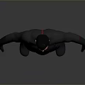 Male Game Movie Character Wearing Gray Tightsuit with Red Gloves Boots and Waist Line