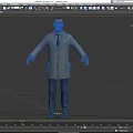 Game Movie Character Wearing Gray Coat Tie Gray Pants and Shoes Standing