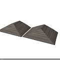 Two Triangular Wooden Texture Decorative Pieces With Layered Design For Interior