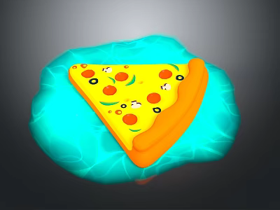 Delicious Pizza Slice With Olives Peppers And Cheese On Blue Surface 3d model