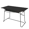 Black Wooden Top Desk With Two Drawers And Metal Frame Legs