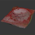 Detailed Realistic Manhole Cover Model With Grass Dirt And Small Plants