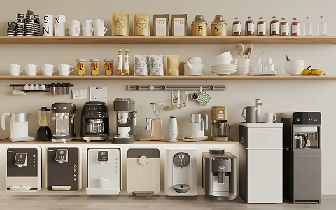 Water dispenser coffee machine wall hanging water dispenser coffee supplies vertical water dispenser kitchen supplies combination 3d model
