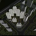 Aerial Planning Of Urban High Rise Residential Complex With Green Spaces And Road Networks
