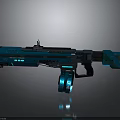 Futuristic Blue and Black Sci-Fi Weapon with Advanced Tactical Design and Sleek Details