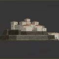 Detailed Medieval Castle Model With Red Roofs Stone Walls And Green Grass