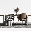 Modern Dining Table Set With Wooden Top Metal Legs And Upholstered Chairs