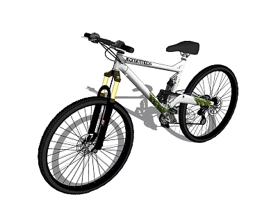White Mountain Bicycle With Green Accents Black Handlebar And Shock Absorber 3d model