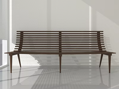Dark Brown Solid Wood Leisure Chair With Slatted Backrest For Modern Minimalist Indoor Space 3d model