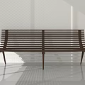 Dark Brown Solid Wood Leisure Chair With Slatted Backrest For Modern Minimalist Indoor Space