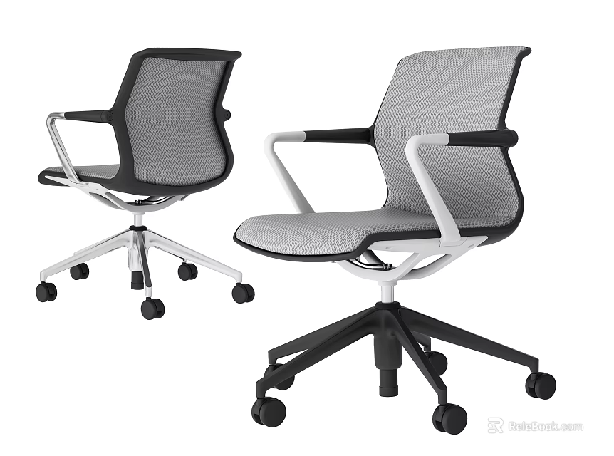 Modern Mesh Office Chair With Armrests Swivel Wheels And Ergonomic Design 3d model 