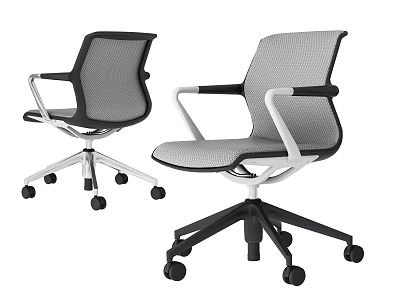 Modern Mesh Office Chair With Armrests Swivel Wheels And Ergonomic Design 3d model
