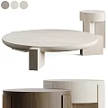 Modern Round Coffee Table With Geometric Stone Base And Smooth Surface Design