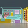 Colorful Toy and Gift Shop Interior With Display Shelves Counter and Assorted Toys