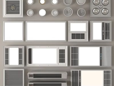 Modern Bathroom Accessories With Various Vents Panels And Round Knobs Design 3d model