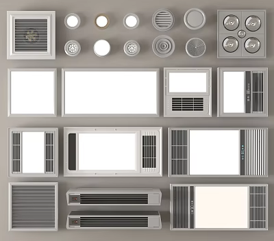 Modern Bathroom Accessories With Various Vents Panels And Round Knobs Design 3d model