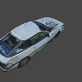 Abandoned Wrecked Car With Damaged Body Rusty Exterior And Broken Windows