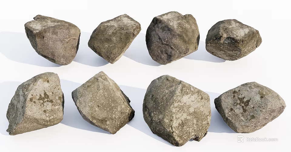 Natural Stone And Wood Materials For Rustic Decorative Design Projects 3d model