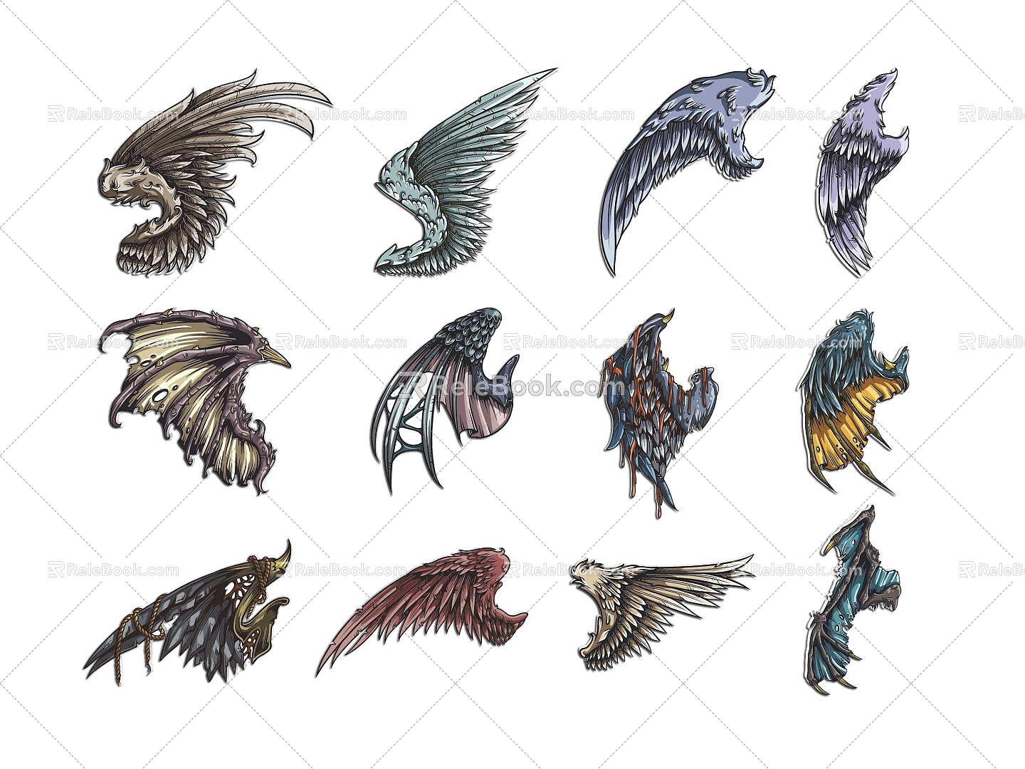 Wings all kinds of birds wings feathers angel demon feather wings flying angel wings black wings material decoration 3d model