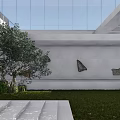 Modern Single Family House With Large Glass Walls Water Feature And Concrete Structure Skylights