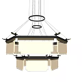 Traditional Chinese Chandelier With Bamboo Pattern Octagonal Glass Shades And Elegant Lighting