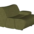 Modern Olive Green Velvet Single Sofa With Curved Shape And Comfortable Design 3d model