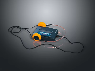 Black Computer Projection Peripheral Device With Orange Components And Connected Cables 3d model