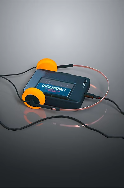 Black Computer Projection Peripheral Device With Orange Components And Connected Cables 3d model