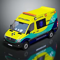 Yellow and Blue Ambulance Van with ASTALDI JV Logo and Emergency Medical Symbol