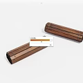 Two Brown Cylindrical Wooden Bamboo Decorative Objects With Striped Design 3d model