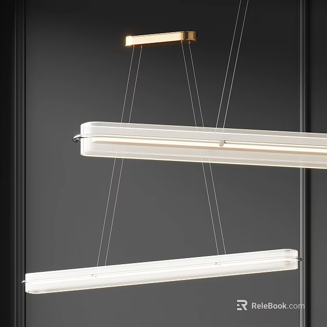 Modern Linear Pendant Chandelier With White Shade And Metal Frame For Interior Design Spaces 3d model 