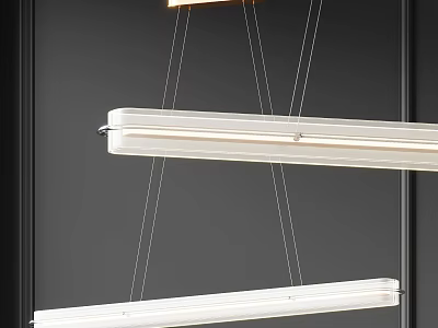 Modern Linear Pendant Chandelier With White Shade And Metal Frame For Interior Design Spaces 3d model