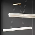 Modern Linear Pendant Chandelier With White Shade And Metal Frame For Interior Design Spaces