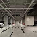 Spacious Modern Underground Parking Garage With Vehicles Arrow Markings And Bright Lighting