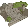 Natural Garden Decor Featuring Stone Pathway With Moss Stones And Sand in Landscaping Design