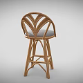 Rattan Bar Stool With Light Wood Frame Gray Cushioned Seat And Modern Home Bar Design