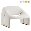 Elegant Modern White Leather Accent Chair With Gold Legs Curved Sleek Design
