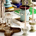 Stylish Decorative Ornament Set With Branches Vases Books Sculptures And Lamp Tabletop