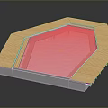 Hexagonal Swimming Pool Equipment With Wooden Cover And Blue Water Surface
