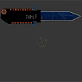 Modern Tactical Weapon Knife With Blue Sharp Blade Red Accent Handle And Metal Construction Design