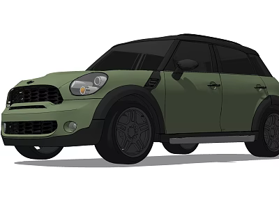 Green Compact SUV With Black Roof And Stylish Black Wheels 3d model