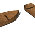 Two Small Wooden Boats With Simple Interior Structure On Gray Background