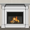 Elegant White Fireplace with Burning Flames in Modern Home Interior Design 3d model