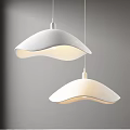Two Modern White Wavy Pendant Lights Hanging In Minimalist Interior Space 3d model