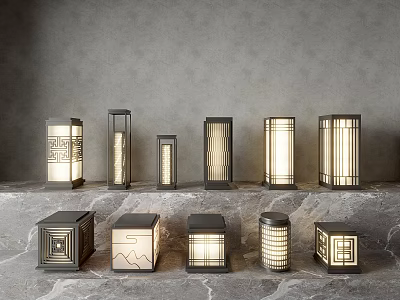 Stylish Outdoor Lights With Various Unique Designs And Illuminated Lantern Fixtures 3d model