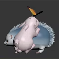 Blue Hedgehog With Cherry On Back And Pink Rabbit With Butterfly On Head