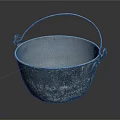 Vintage Metal Bucket With Curved Handle For Daily Household Use
