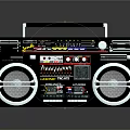 Vintage Portable Boombox Stereo System With Dual Speakers Control Panel And Handle