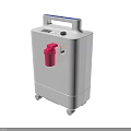 White Oxygen Concentrator With Blue Top Pink Outlet Control Panel And Wheels 3d model
