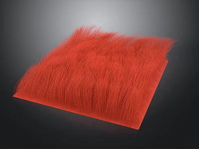 Red Furry Square Mat With Soft Textured Surface And Smooth Edge 3d model